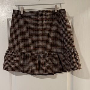J. Crew Black and Brown Houndstooth Mini Skirt